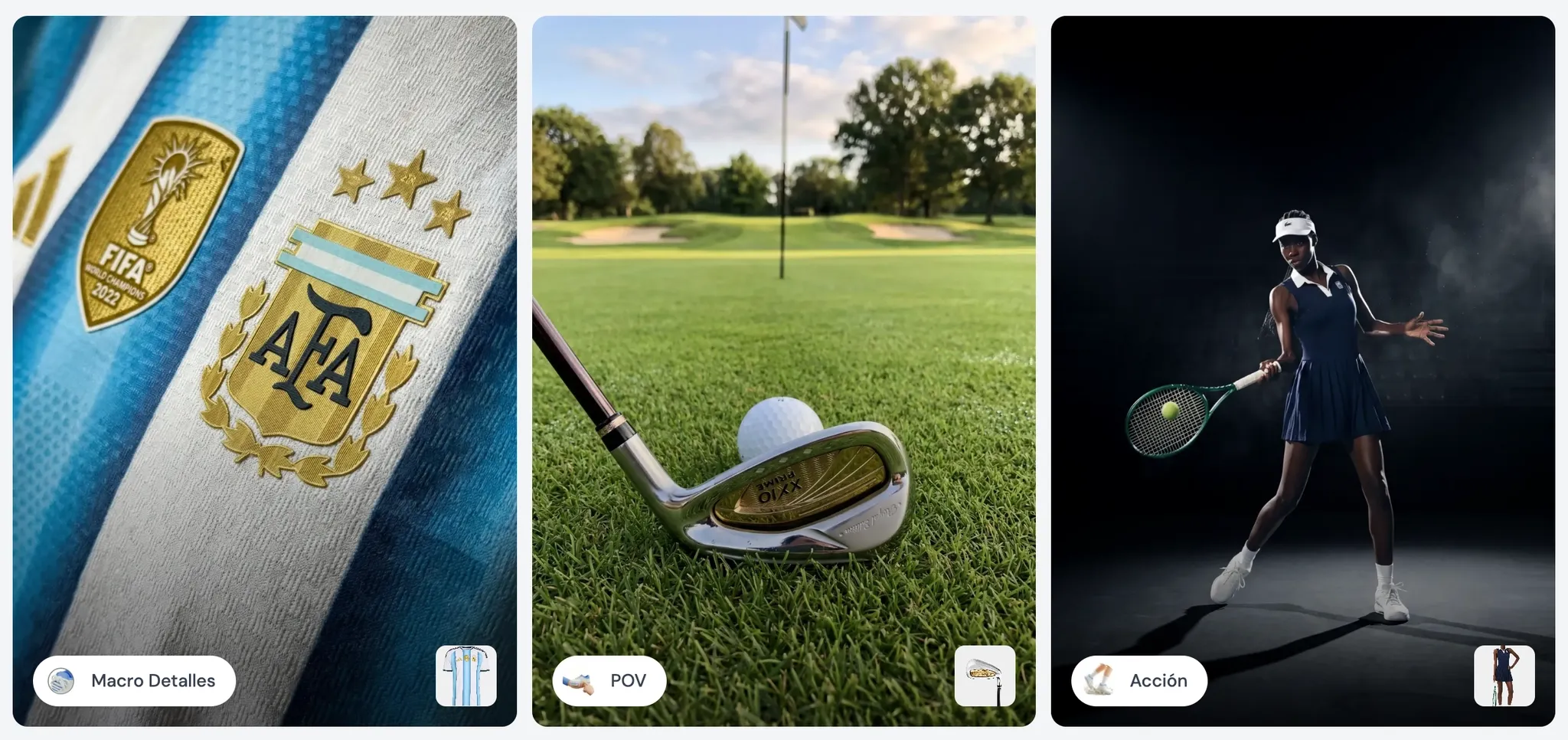 TiendaPop styles for sports: Macro Detail, POV, Action