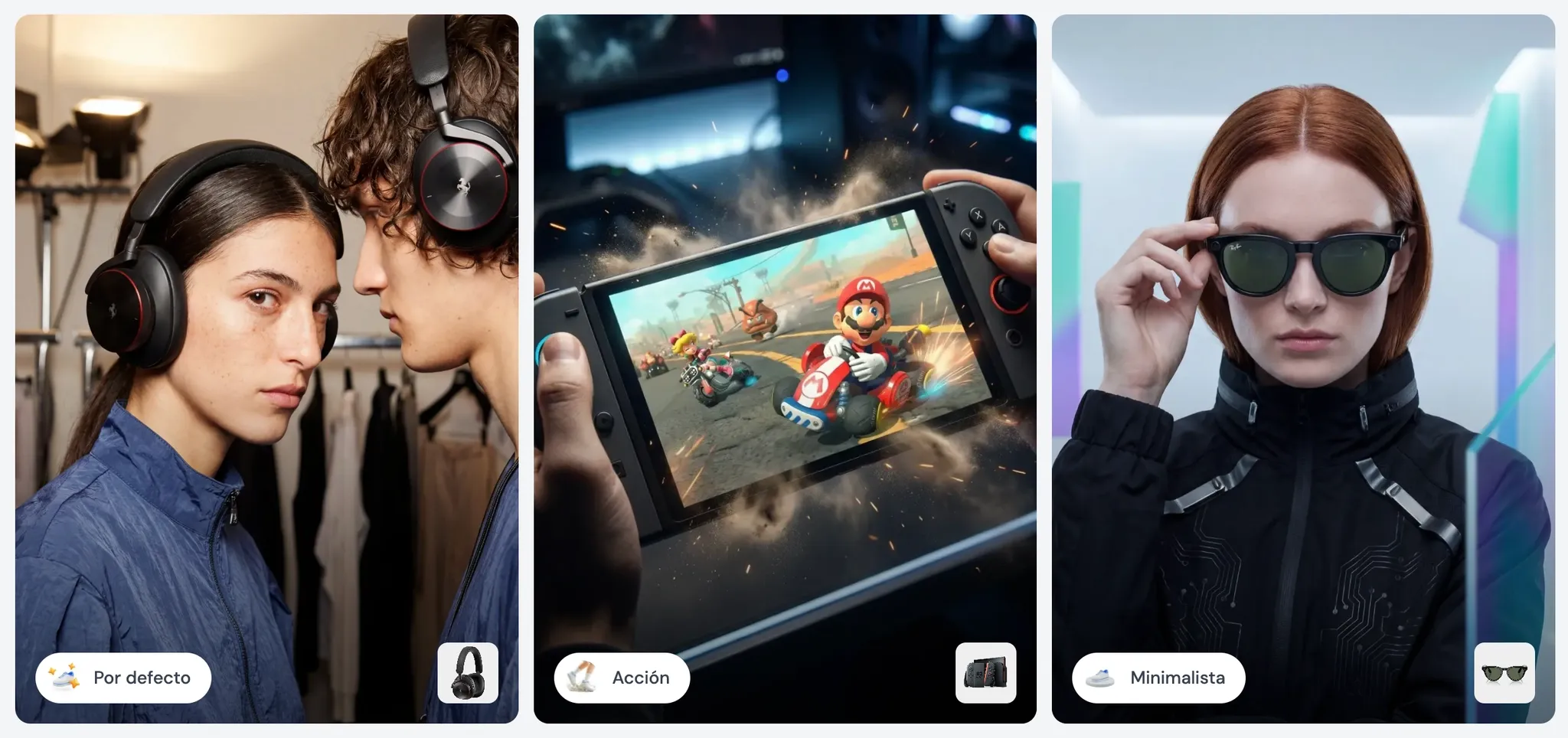 TiendaPop styles for tech: Default, Action, Minimalist