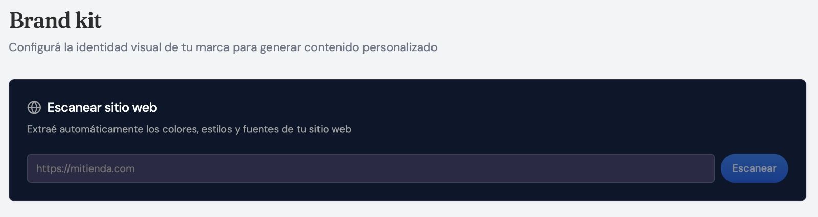 Brand Kit website scanner in TiendaPop — AI tool for ecommerce